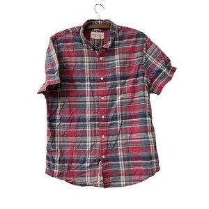 Denim Supply Ralph Lauren Mens Red Blue Plaid Short Sleeve Button Shirt Size L